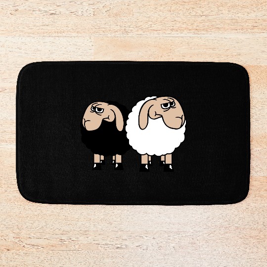 2 Sheep Looking Skeptical Offended Friends Team Bath Mats