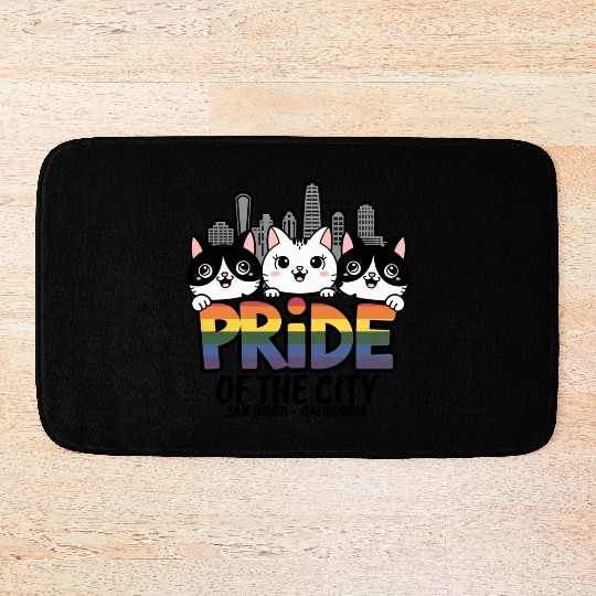 Pride of San Diego City California USA Rainbow Fla Bath Mats