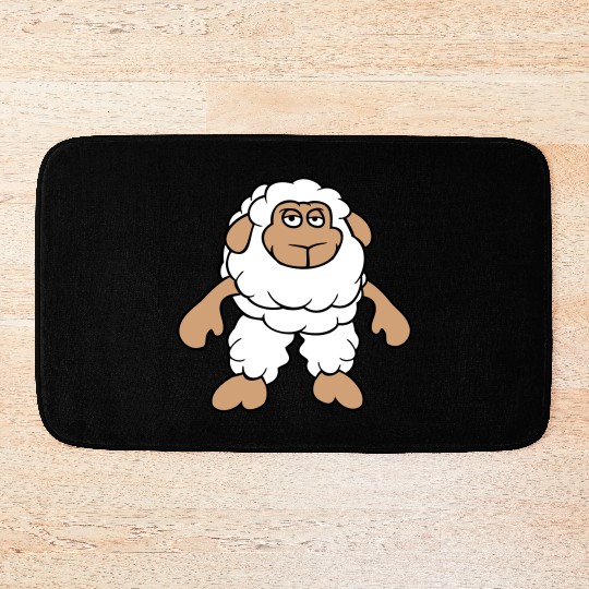 Sheep Standing Cool Bored Tired Cartoon Comic Cute Bath Mats