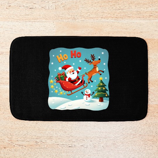 Santa Clause waving " HO-HO" Bath Mats