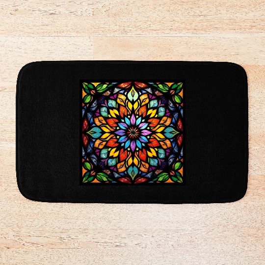 Stained glass window Bath Mats