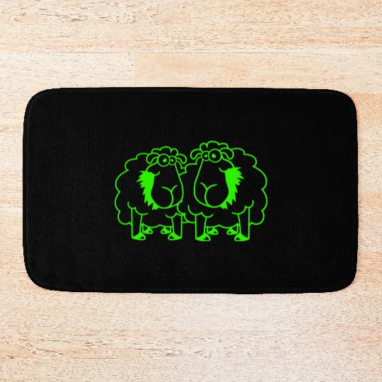 Two Sheep Eating Grass 2 Friends Team Hungry Crew Bath Mats