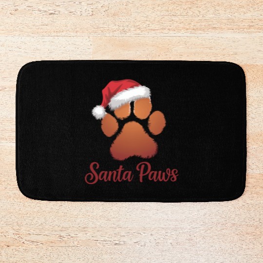 Santa Paws Christmas Bath Mats, Cute Pet Lovers Holid