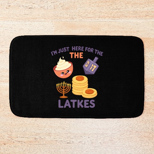 I'm Just Here for the Latkes Fun Hanukkah Vibes Bath Mats