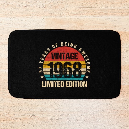 Vintage 1968 Limited Edition 57th Birthday Gift Bath Mats