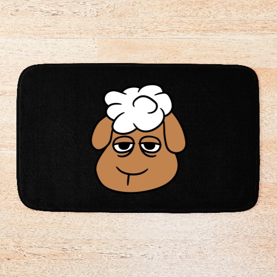 Sheep Tired Bored Empty Look Head Face Unhappy Sad Bath Mats