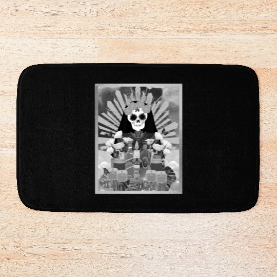 Butterfly Black and White Santa Muerte Bath Mats