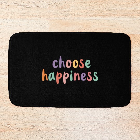Choose Happiness Retro Colorful Pastel Kids Bath Mats