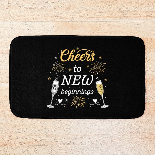 Cheers To New Beginings - Festive New Year's Eve Bath Mats