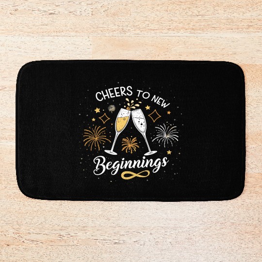 Cheers To New Beginings - Festive New Year's Eve Bath Mats