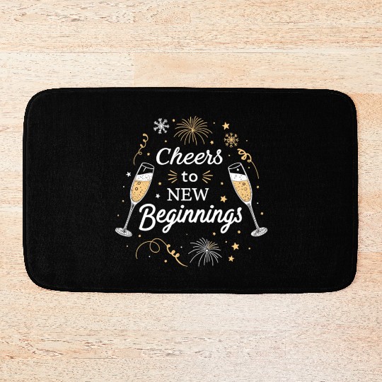 Cheers To New Beginings - Festive New Year's Eve Bath Mats
