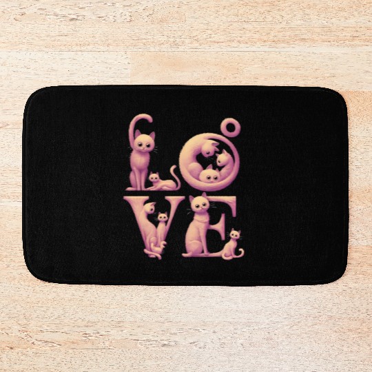 Love Cat Pink Bath Mats