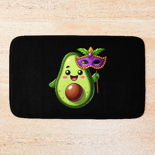 Mardi Gras Avocado Vegan Veggie Cartoon Bath Mats