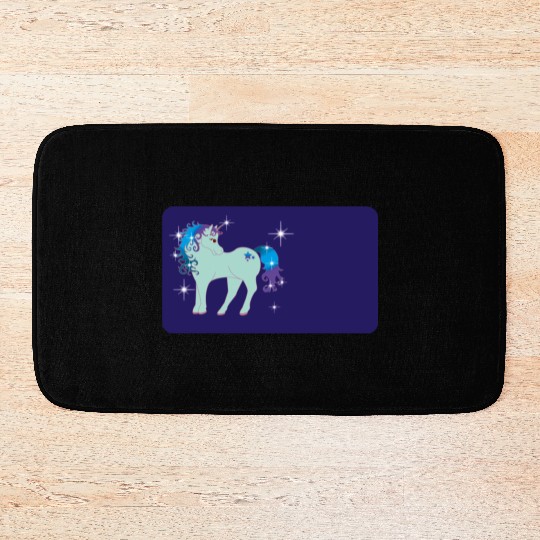 Fantasy unicorn - petrol blue - design for kids Bath Mats