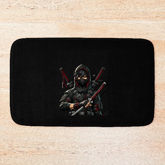 Stealth Assassin with Dual Katana Bath Mats