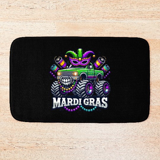Mardi Gras Monster Truck Design Bath Mats