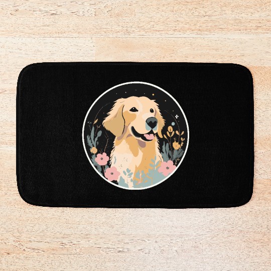 Golden Retriever Floral Bliss Bath Mats