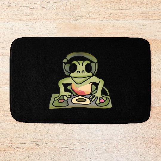 Street Retro Frog with Headphones | Funny Bath Mats
