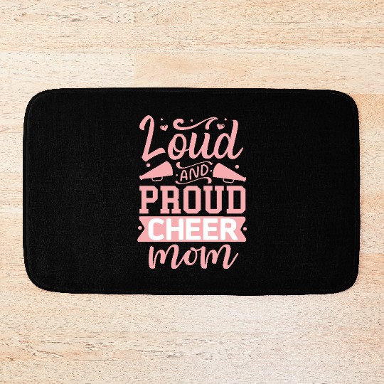 Loud And Proud Cheer Mom Heart Cheerleader Sports Bath Mats
