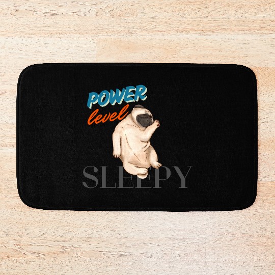 Sleepy Pug Dog black prints Bath Mats