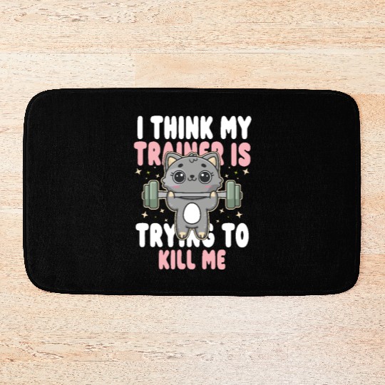 Funny Cat Workout Gym Womens mother's day 2025 Bath Mats