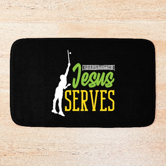 Tennis Jesus Serves Inspirational Design Bath Mats