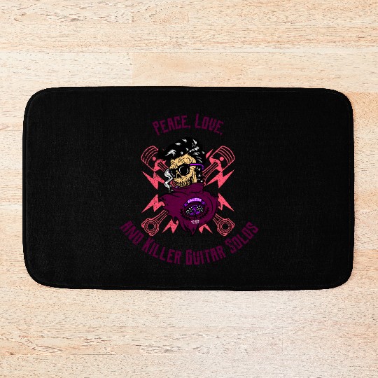 Peace, Love, and Killer Guitar Solos 70's Music Bath Mats