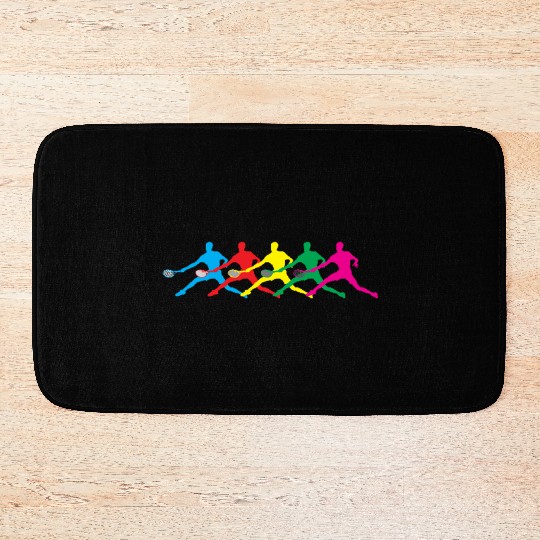 Colorful Tennis Players Silhouette Art Bath Mats