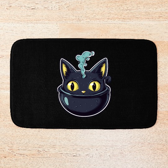 Cat Boiler Cat Witch Halloween Bath Mats