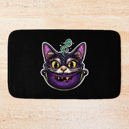 Cat Boiler Cat Witch Halloween Bath Mats