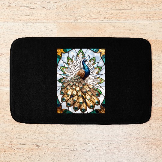 Stained Glass Peacock Bath Mats