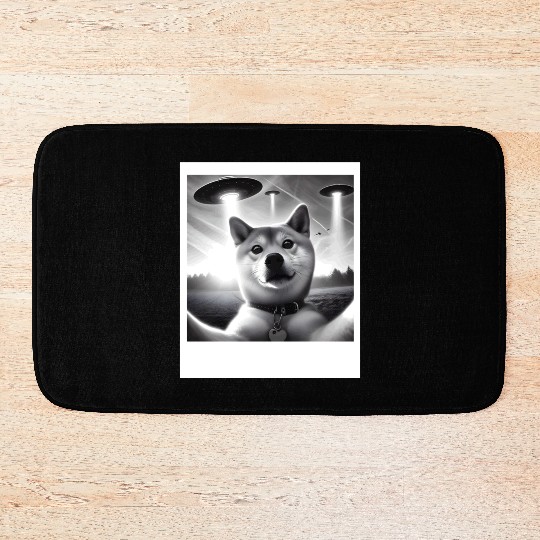 Shiba Inu Dog Dad Mom Funny Graphic Selfie UFOs We Bath Mats