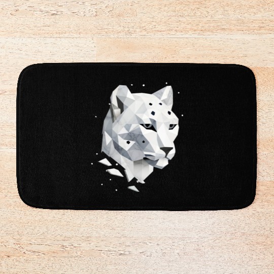 Geometric Snow Leopard - Elegance of the Wild Bath Mats