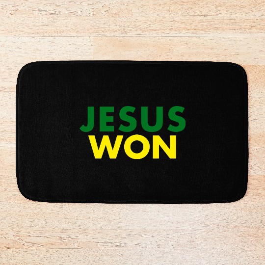 Jesus Won Green & Yellow Bath Mats