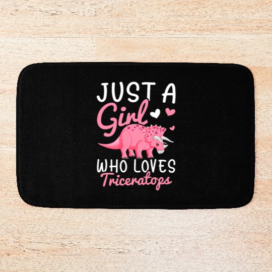 Girl Who Loves Triceratops Triceratops Lover Girl Bath Mats