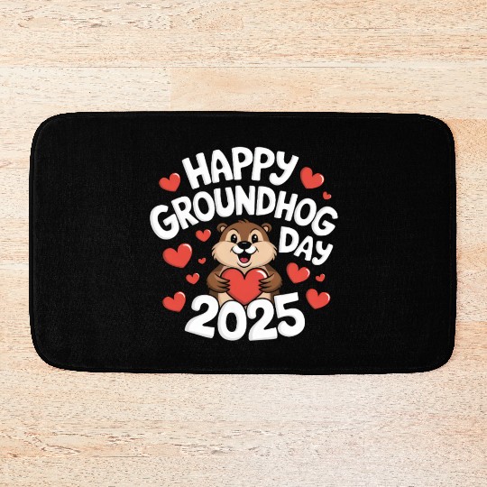 Happy Groundhog Day Bath Mats
