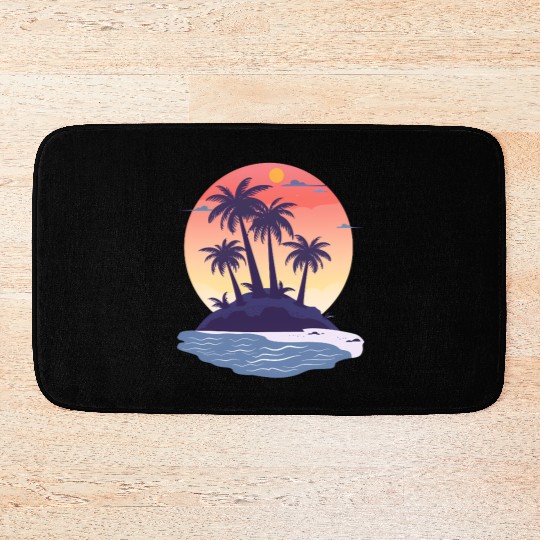 Tropical Island with Palm Trees nature Bath Mats