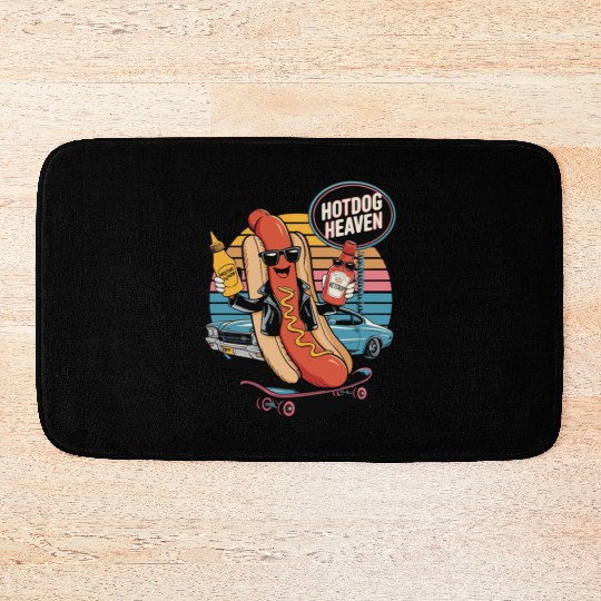 Funny Hot Dog Heaven Fast Food Skateboard Skater Bath Mats