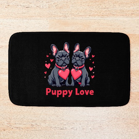 Valentines Day - Puppy Love French Bulldog Bath Mats