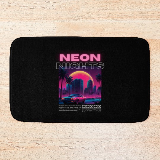 Neon Nights - Synthwave City Retro Bath Mats