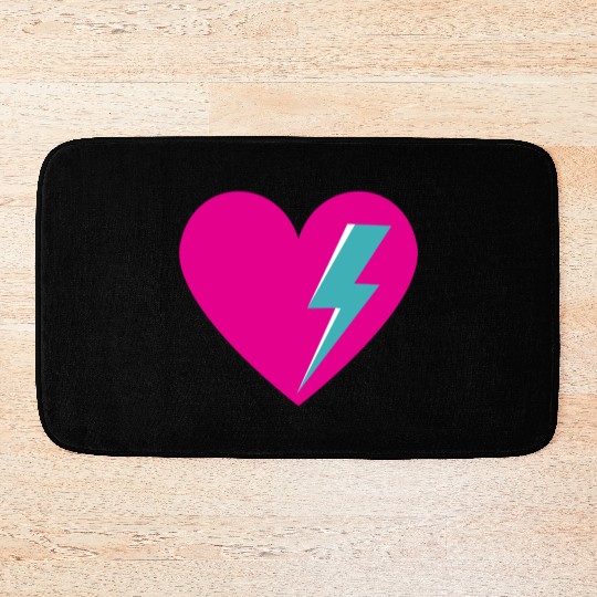 Heart with Lightning Bolt Bath Mats