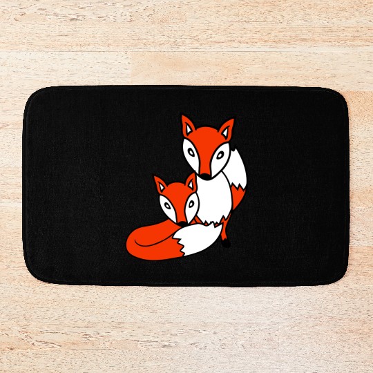2 Foxes Friends Red Fox Two Wild Animals Team Crew Bath Mats
