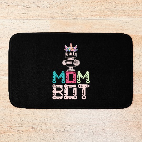 Mom Bot Robot Robotic Engineer Mom Illustration Bath Mats