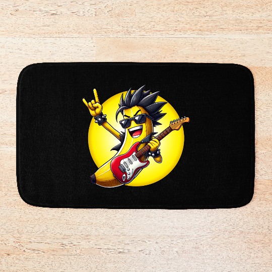 Cool Banana Playing Guitar Bath Mats