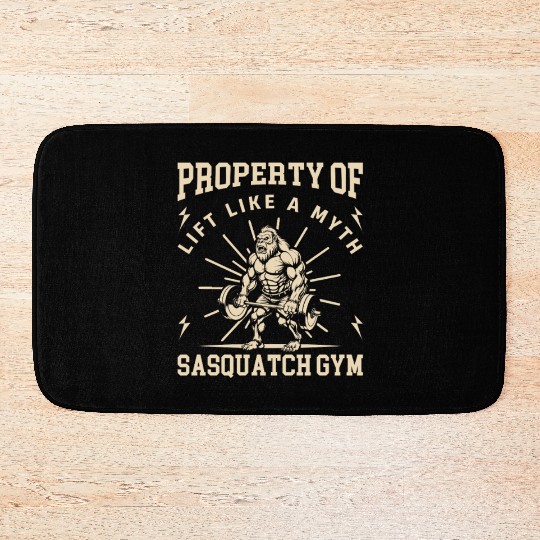 Lift Like a Myth Sasquatch Gym Art Print Bath Mats
