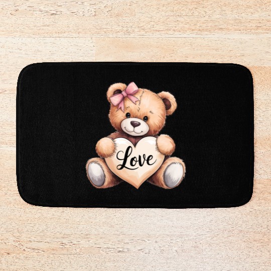 Valentines Teddy Bear Love Love Bear Bear Hug Cudd Bath Mats
