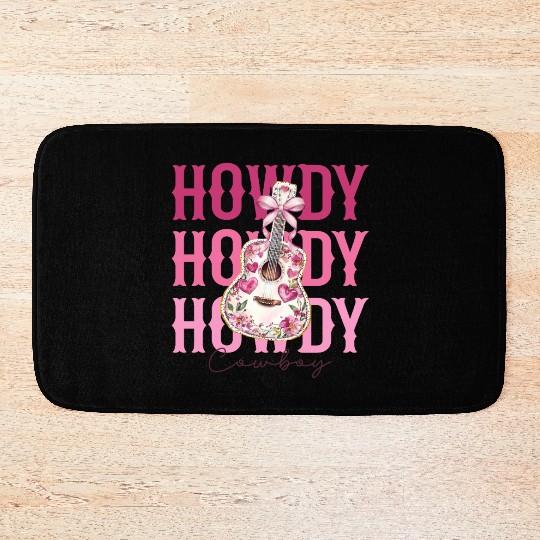 Howdy Howdy Cowboy Pink Guitar Bath Mats