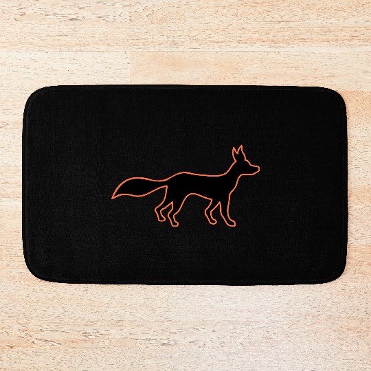 Red Fox Wild Animal Silhouette Outline Cool Logo Bath Mats