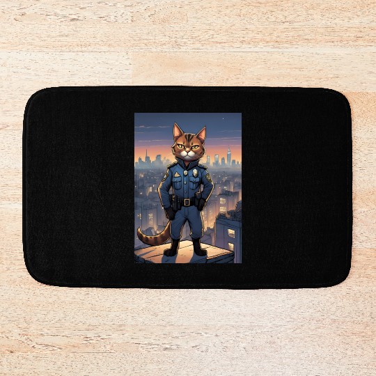 Cat painting red black cat Police Cat Bath Mats