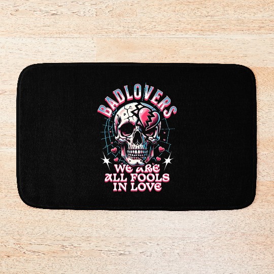 Bad Lovers Skull Gothic Valentine Punk Hearts Bath Mats
